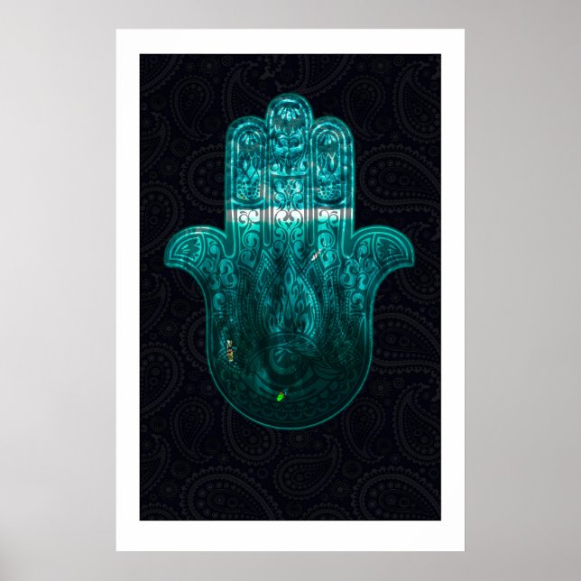 Arte de Impressão da Mão Hamsa Espiritual Meditaçã (Frente)