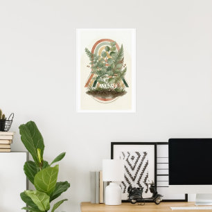 Arte de Impressão de Arquitetura Botânica Verde