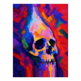 Arte de Impressão de Caveira Abstrata na Parede