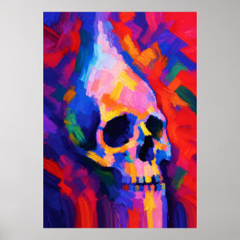 Arte de Impressão de Caveira Abstrata na Parede