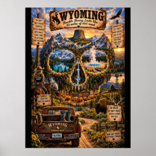 Arte de impressão de crânio de Wyoming Estado de