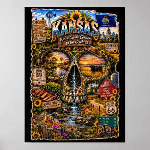 Arte de impressão de crânio do Kansas Estado de