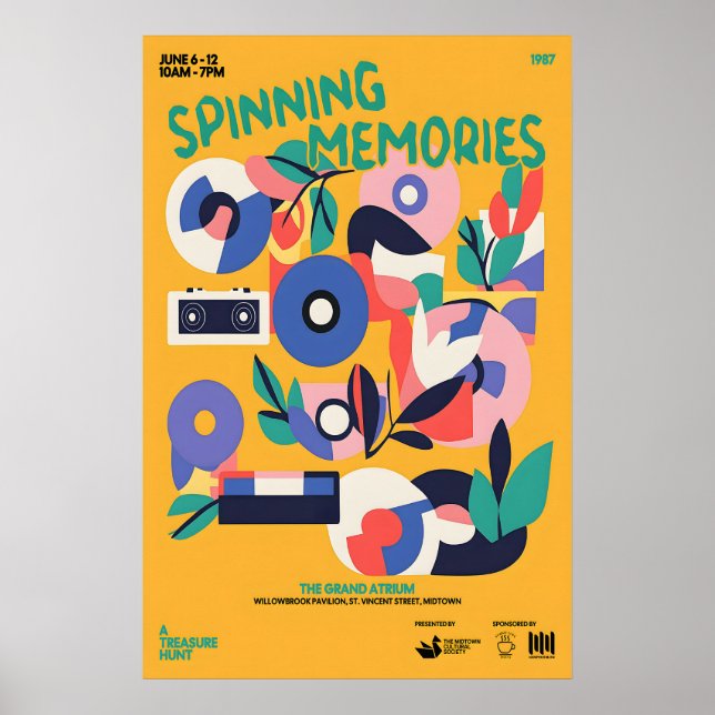 Arte de Impressão de Disco de Vinil Retro Moderno  (Frente)