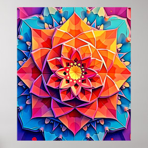 Arte de Impressão de Energia Prisma Floral Abstrat