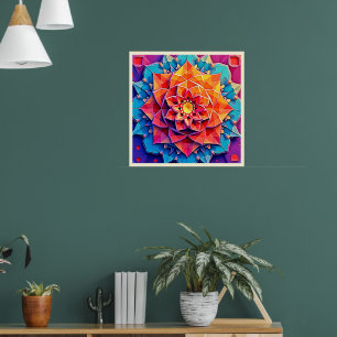 Arte de Impressão de Energia Prisma Floral Abstrat
