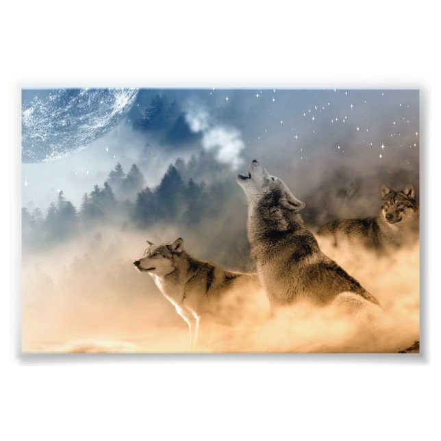 Arte de Impressão de Foto de Lobos (Frente)