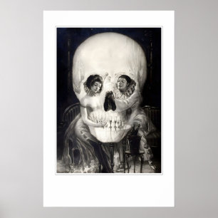 Arte de Impressão de Ilusão Óptica de Caveira Góti