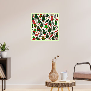 Arte de Impressão de Padrão de Natal Vibrante