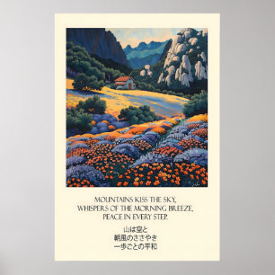 Arte de Impressão de Paisagem Floral de Montanha C