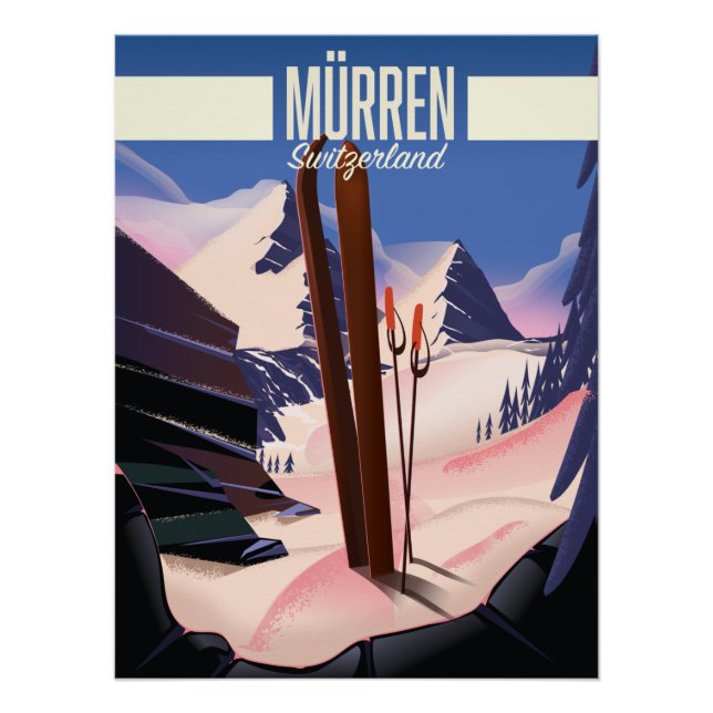 Arte de impressão de pôster de esqui de Murren Suí (Frente)