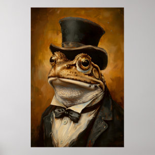 Arte de impressão de retrato de rã vintage parede