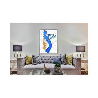 Arte de Impressão em Tela de Músico de Sax