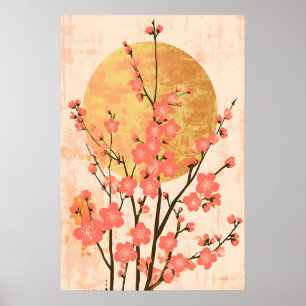 Arte de Impressão Flor de Cerejeira Japonesa Sol N