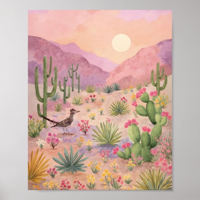 Arte de Impressão Paisagem Desenhada Deserto ao Na (Frente)