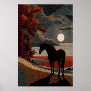 Arte de Impressão Silhueta de Cavalo - Simples ao 