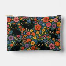 Arte de Jardim Kawaii | Padrão Floral de Gato Pret