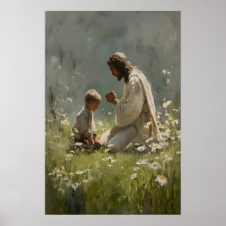 Arte de Jesus e Menino Rezando Impressão Arte Berç