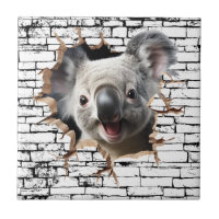 Arte de Koala 3D na Parede – Safari Realista