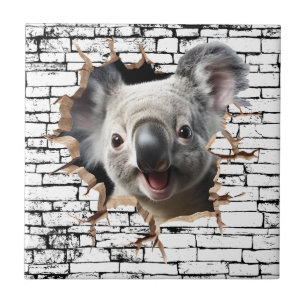 Arte de Koala 3D na Parede – Safari Realista