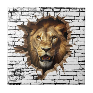 Arte de Leão 3D na Parede – Safari Realista