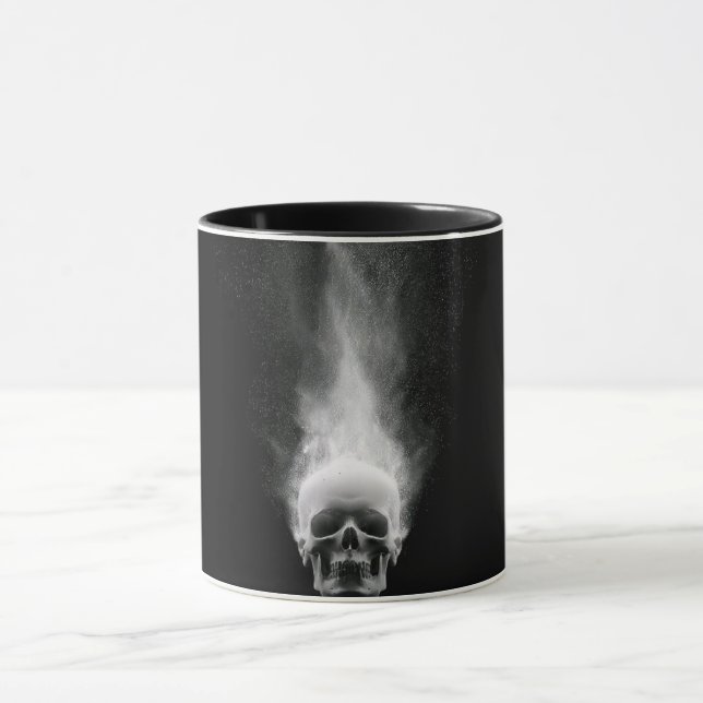 Arte de Linha Abstrata Moderna Caneca Preta | Co M (Centro)
