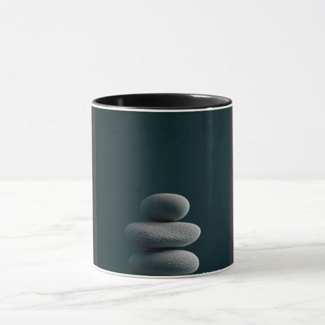 Arte de Linha Abstrata Moderna Caneca Preta | Co M (Centro)