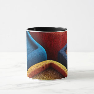 Arte de Linha Abstrata Moderna Caneca Preta Co M