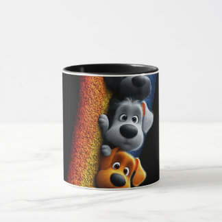 Arte de Linha Abstrata Moderna Caneca Preta | Co M