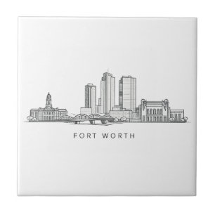 Arte de Linha da Silhueta Minimalista de Fort Wort