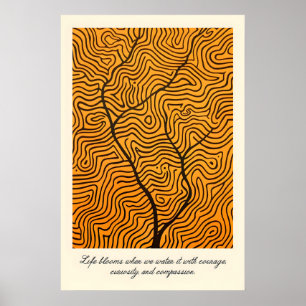 Arte de Linha de Árvore Abstrata Impressão Inspira