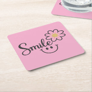 Arte de Linha de Girassol Sorridente   Porta-copos