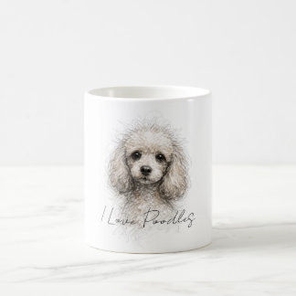 Arte de Linha de Poodle Fofa, Design de Xícara - A