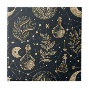 Arte de Linha Dourada Celestial - Fases da Lua e P