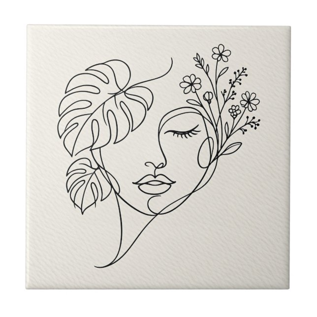 Arte de Linha Facial Floral Monstera (Frente)