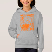 Arte de Linha Laranja de Abóbora de Halloween Aran