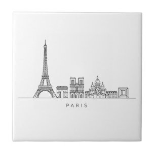 Arte de Linha Minimalista da Silhueta de Paris