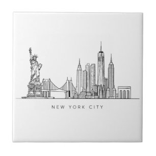 Arte de Linha Minimalista do Horizonte de Nova Yor