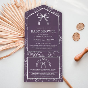 Arte de Linha Roxa Empoeirada Coquette Laço Baby S
