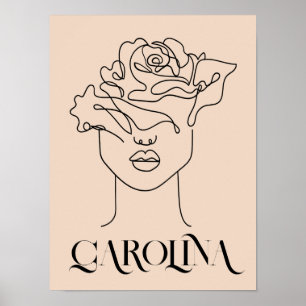 Arte de Linha Simples Moderna Preta, Poster de Chi