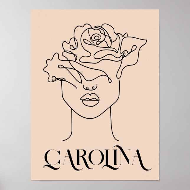 Arte de Linha Simples Moderna Preta, Poster de Chi (Frente)