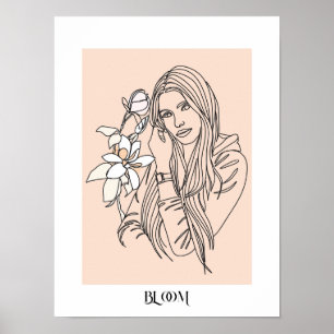 Arte de Linha Simples Moderna Preta, Poster de Chi