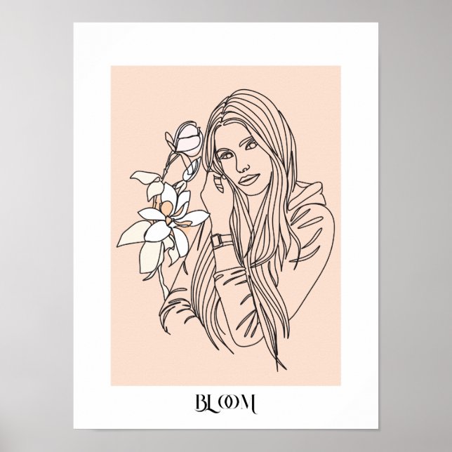 Arte de Linha Simples Moderna Preta, Poster de Chi (Frente)