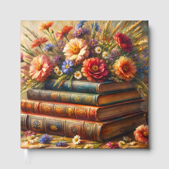 Arte de Livros Antigos e Flores Silvestres (Frente)