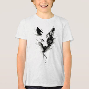 Arte de Lobo Branco Elegante em Tinta Preta