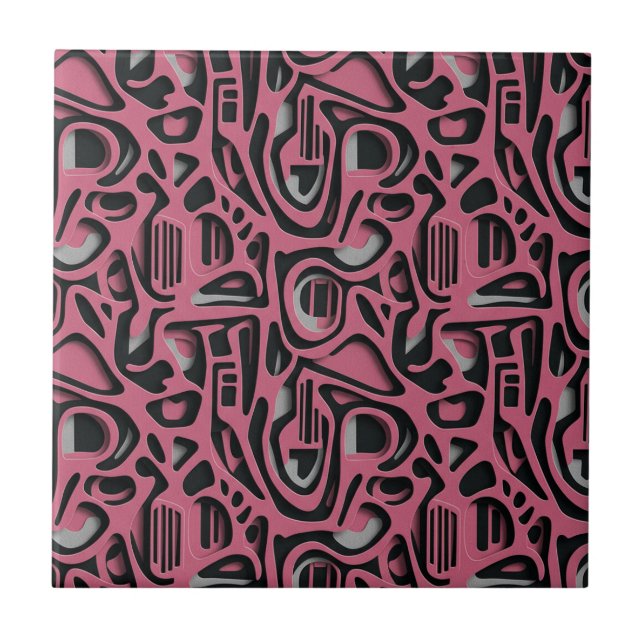 Arte de Luxo Preto Prata Rosa com Corte de Papel 3 (Frente)