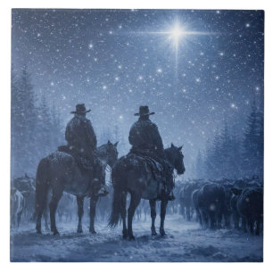 Arte de Manada de Gado de Cowboy no Inverno