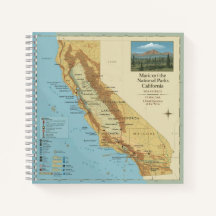 Arte de Mapa Antigo dos Parques Nacionais da Calif