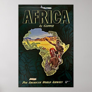 Arte de Mapa da África Impressão Africana Cartaz d