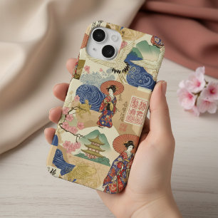 Arte de moodboard de anime verde japonês presente