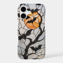 Arte de Morcegos de Vidro Colorido de Halloween e